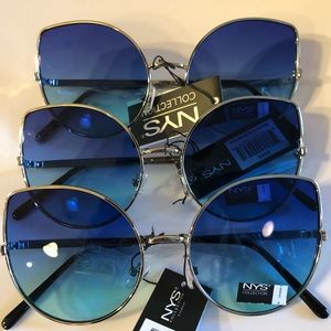 Retro Cat eye Silver framed blue ombré sunglasses